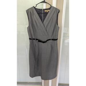 Alex Marie Dress Womens 14 Gray Black Wool Belted Career Academia Professional